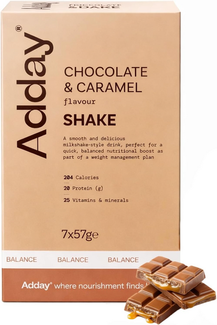 Adday Chocolate & Caramel Flavour Shake Sachets 7x57g