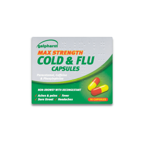 Galpharm Max Strength Cold & Flu Capsules 16 Capsules