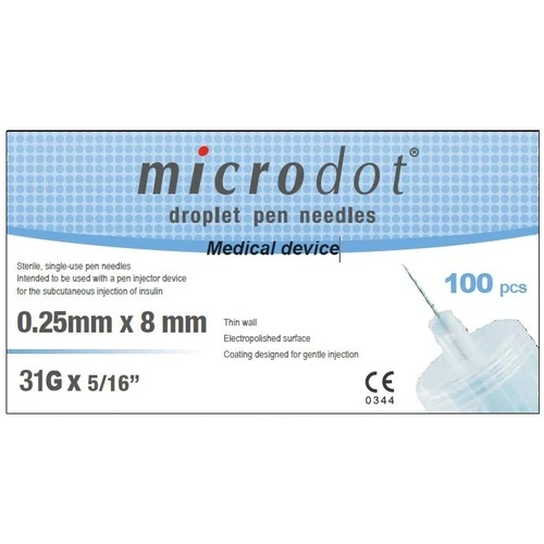 Microdot Droplet Pen Needles 8mm x 31G 100s