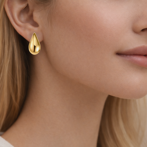 Tear Drop Stud Gold Plated Earring