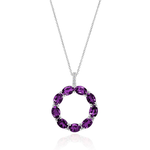 Circle of Life Oval Gemstone and Diamond Ladies Pendant