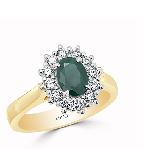 Oval Colored Stone Cluster Claw Set Ladies Diamond Ring