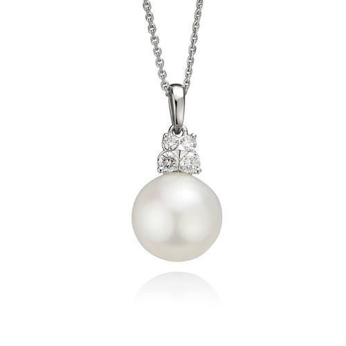 Ladies Radiant Pearl Diamond Pendant