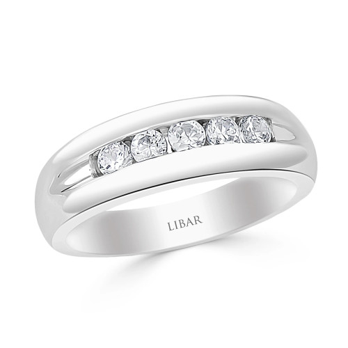 Five Stone Channel Set Men's Diamond Band
