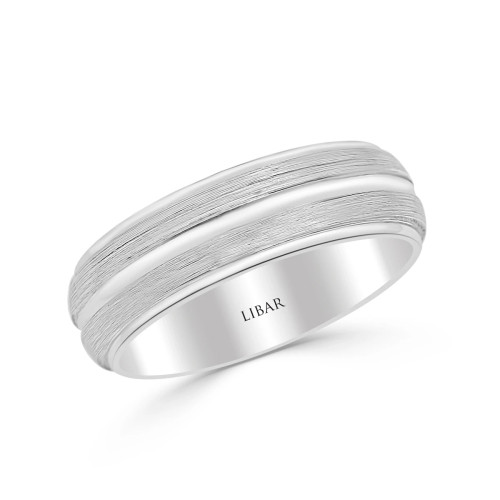 Titanium Finish Domed Men's Wedding Band With Triple Cabachon Edge