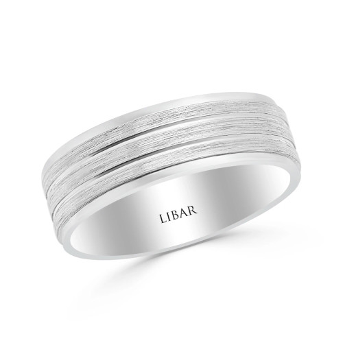 Men's Triple Lines Titanium Finish Wedding Band