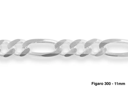 Sterling Silver Figaro Chain 11.0mm