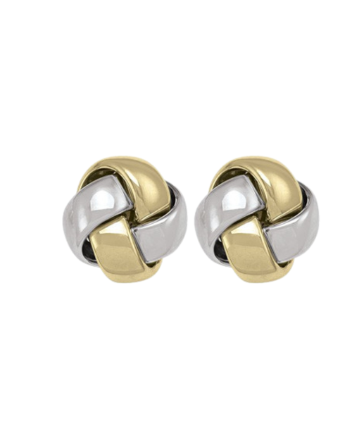 Two-Tone Love Knot Stud Earrings