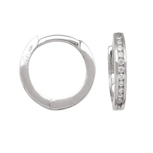 White Gold  Huggie Hoops