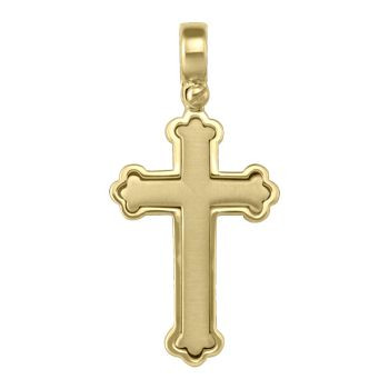 Yellow Gold Smooth Finish Cross Pendant