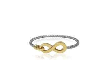 Yellow & White Gold Two Tine Infinity Bangle
