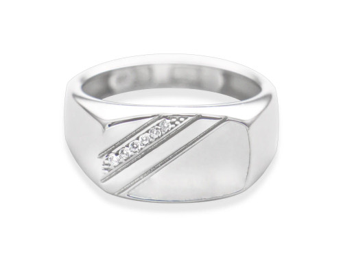 Sterling Silver Men's Signet Rings With CZ.