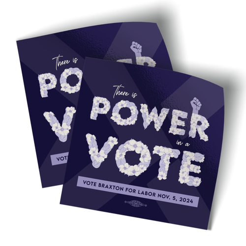 Power In A Vote (4" x 4" Vinyl Bumper Sticker -- Pack Of Two!)