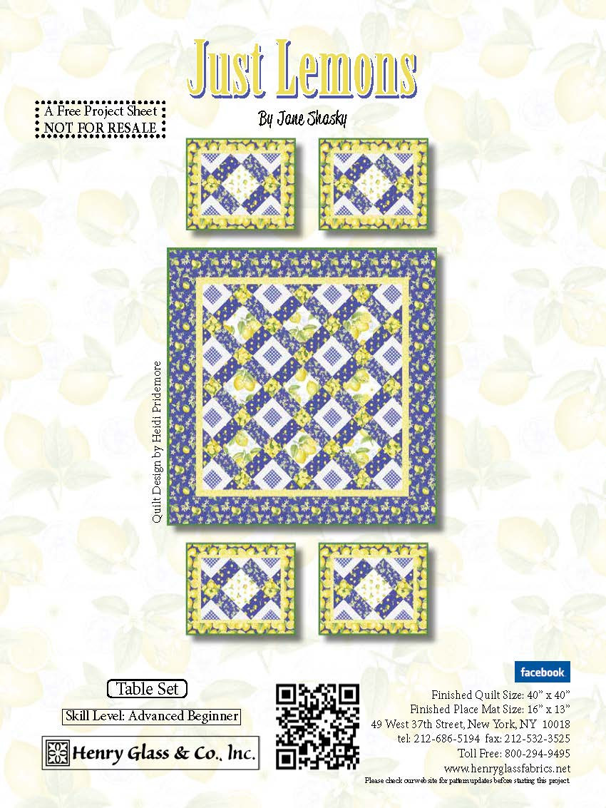 Just Lemons Table Set Henry Glass Fabrics