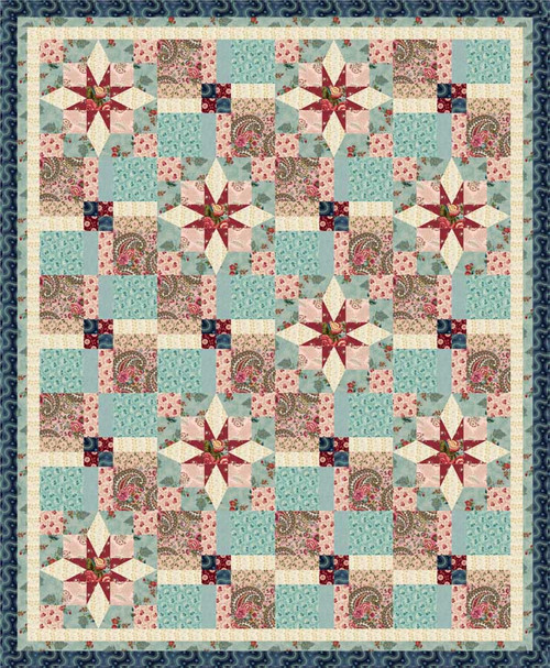 Lost Gardens of Heligan - Frolicking Stars Quilt (Blue) Lost Gardens of Heligan - Frolicking Stars Quilt (Blue)