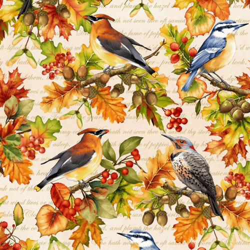 3653-44 Cream Multi || Oak and Berries
