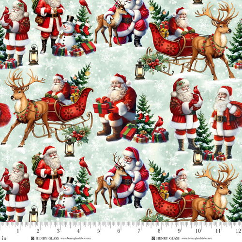 3803-17 Light Teal || Santa & Friends