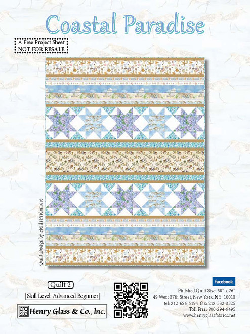 “Coastal Paradise Quilt #2” a Free Summer Quilt Pattern designed by Heidi Pridemore from Henry Glass Fabrics