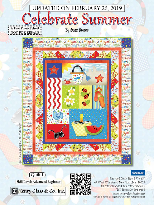 “Celebrate Summer Quilt #1” a Free Summer Quilt Pattern designed by Heidi Pridemore from Henry Glass Fabrics