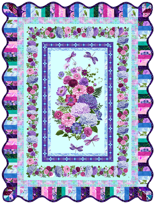 “Dragonfly Garden Quilt #1” a Free Summer Quilt Pattern designed by Denise Russell from Henry Glass Fabrics