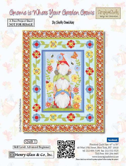 “Gnome is Where Your Garden Grows Quilt #1” a Free Spring Quilt Pattern designed by Shelly Comiskey from Henry Glass Fabrics