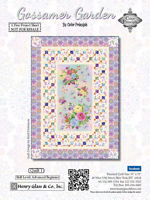 “Gossamer Garden Quilt #1” a Free Spring Quilt Pattern designed by Color Principle from Henry Glass Fabrics