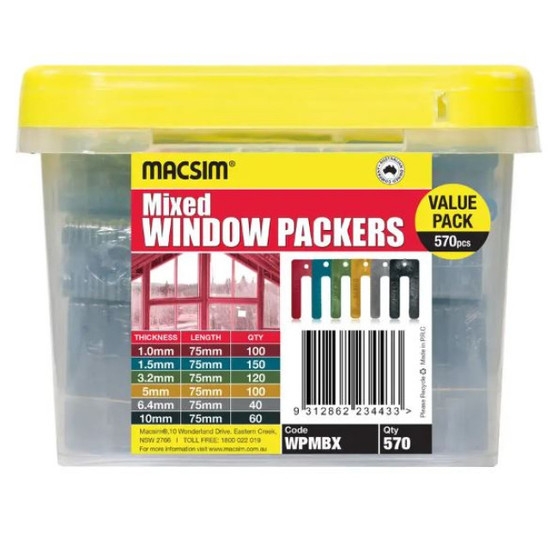 Macsim 75mm Mixed Window Packers - Tub of 570