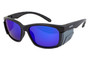 Rayzr Safety Glasses - Matte Black Frame - Blue Mirror Polarised