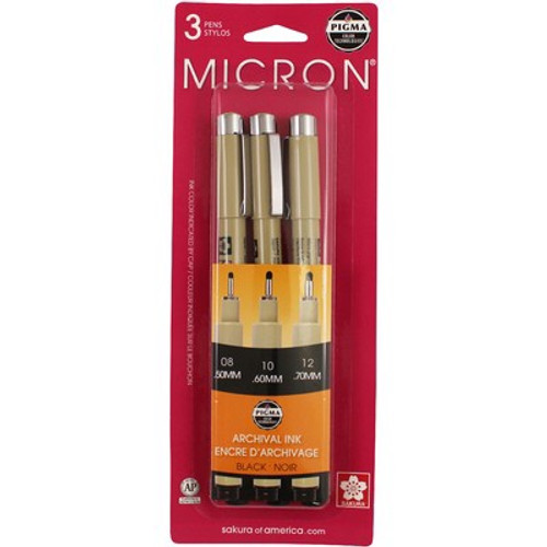 Sakura: Pigma Micron Pen Set, Black (3 Pack - 08-10-12)