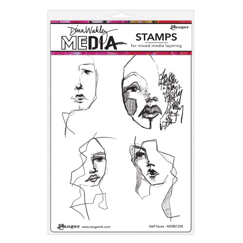 Dina Wakley MEdia: Stamp Set, Half Faces