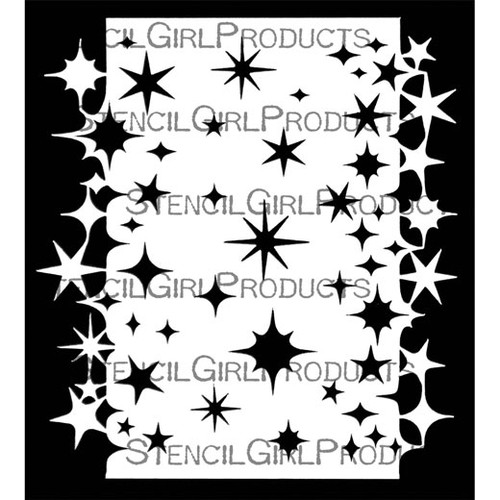 Stencil Girl: 6x6 Stencil, Stars with Double mask border