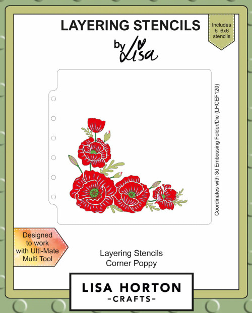 Lisa Horton Crafts: 6x6 Layering Stencils, Corner Poppy