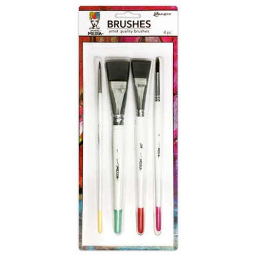 Ranger Ink: Dina Brushes, 4/Pk Round 3, Fine Point 6, Flat 1", .75" And 1"