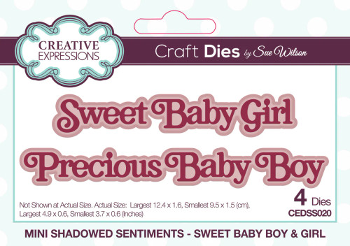 Creative Expressions: Sue Wilson Mini Shadowed Sentiments Sweet Baby Boy & Girl Craft Die