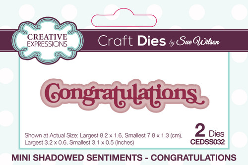 Creative Expressions: Sue Wilson Mini Shadowed Sentiments Die, Congratulations