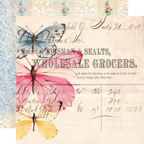 Simple Stories: 12X12 Patterned Paper, Simple Vintage Spring Garden - Spread Your Wings