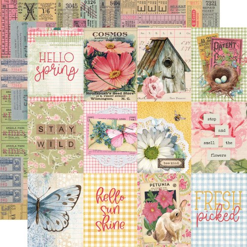 Simple Stories: 12X12 Patterned Paper, Simple Vintage Spring Garden - 3x4 Elements