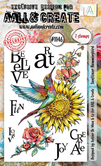 AALL & Create: Clear Stamp Set #1146, Sunflower Hummingbird