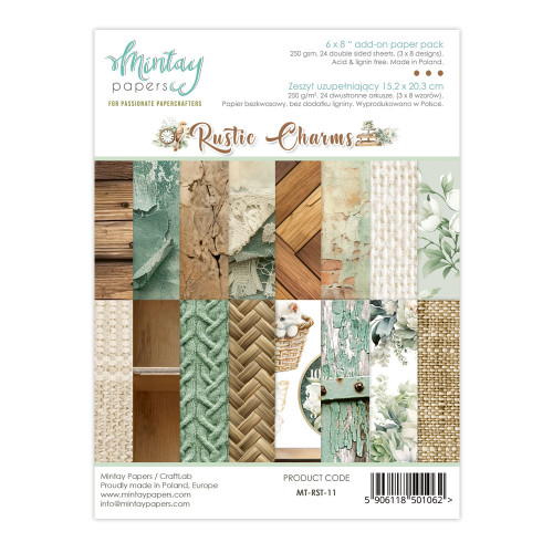 Mintay: 6X8 Add-on Paper Pad, Rustic Charms