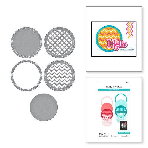 Spellbinders: Die Set, Stitched Edge Circle Backgrounds from the Spotlight Frames and Floral Collection by Lisa Horton