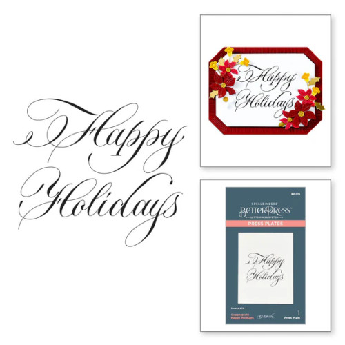 Spellbinders: Press Plate: COPPERPLATE HAPPY HOLIDAYS