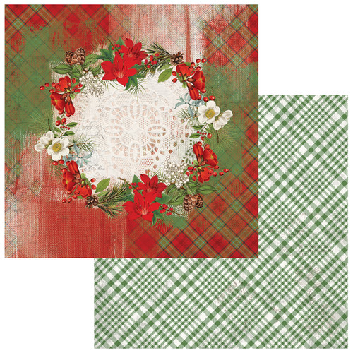49 & Market: 12x12 Evergreen Season Pattern Paper, Ceremonious Poinsettias