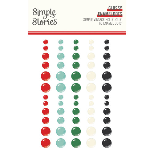 Simple Stories: Glossy Enamel Dots, Simple Vintage Holly Jolly