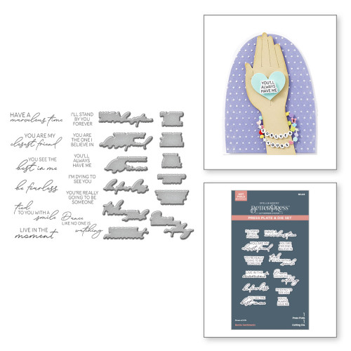 Spellbinders: Press Plate & Die Set, Beads of Friendship - Bestie Sentiments