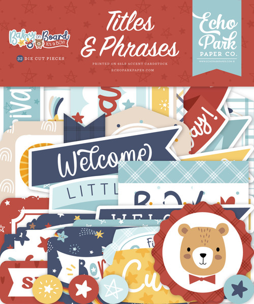 Echo Park: Cardstock Ephemera - Titles & Phrases, Baby on Board, Boy