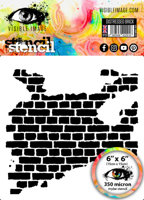 Visible Image: Distressed Brick Stencil - 6 x 6