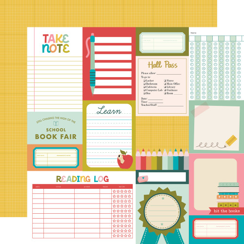 Simple Stories: 12X12 Patterned Paper, Book Fair - Journal Elements