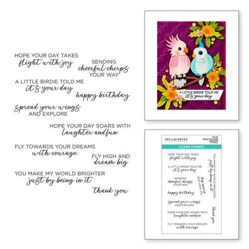 Spellbinders: Spread Your Wings Sentiments Clear Stamp Set from the Cheerful Chirps Collection