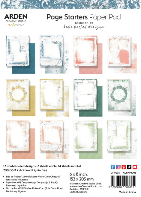 Arden Creative Studio: Page Starters 6in x 8in Paper Pad