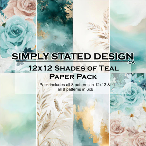 Simply Stated Design: Shades Of Teal 12x12 Paper Pack